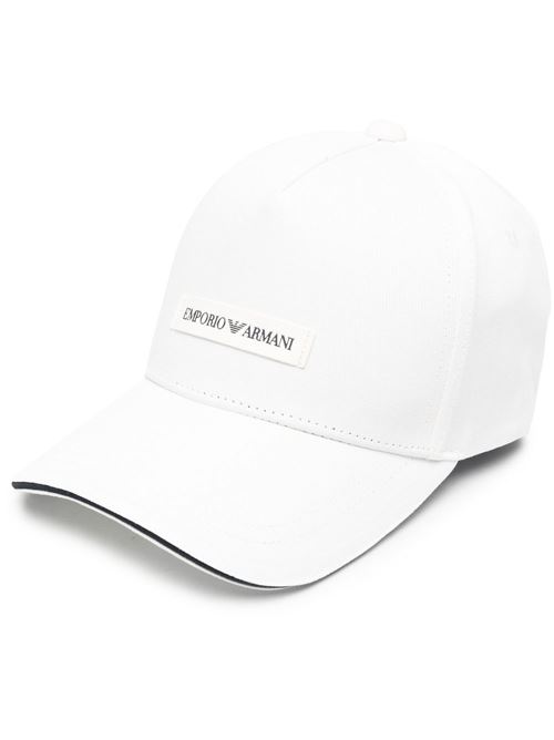 Cappello Emporio Armani bianco con tesa curva e logo EMPORIO ARMANI | 627921CC99141510